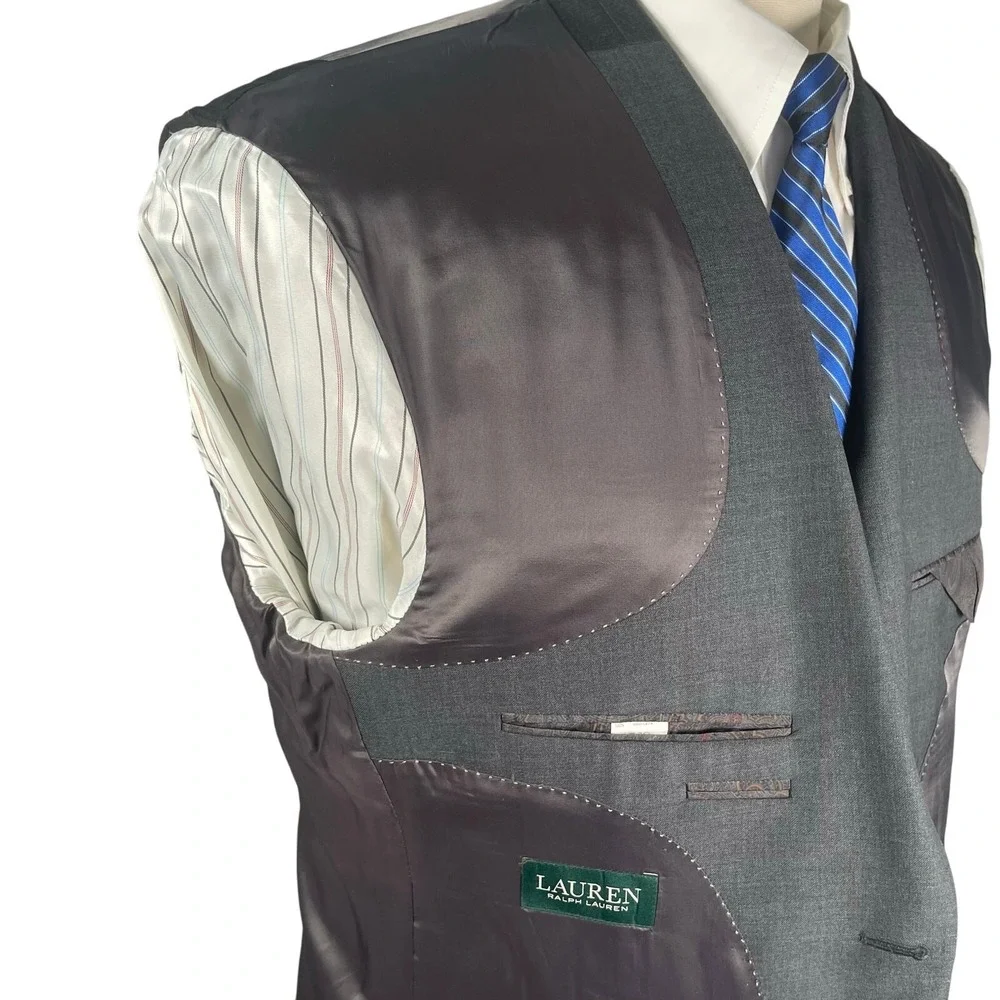 Lauren Ralph Lauren Blazer Mens 44L Charcoal‎ 100% Wool Two Button Suit Separate